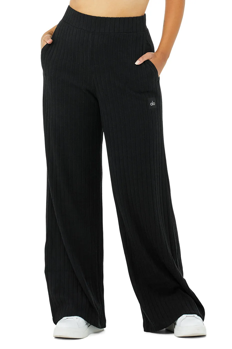 Ribbed Take Comfort Wide Leg Pant - Black