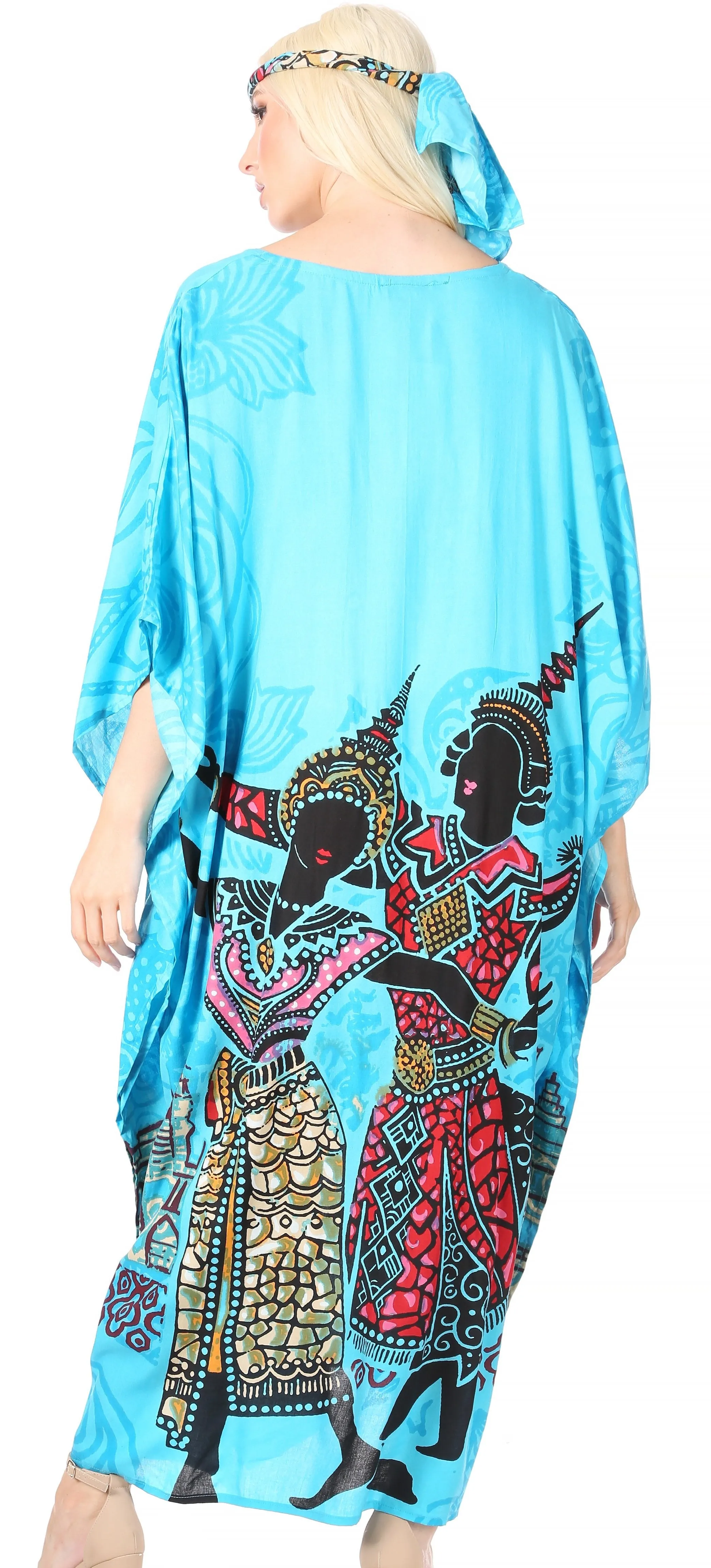 Sakkas Mera Women's Long Loose Short Sleeve Summer Casual Caftan Kaftan Dress