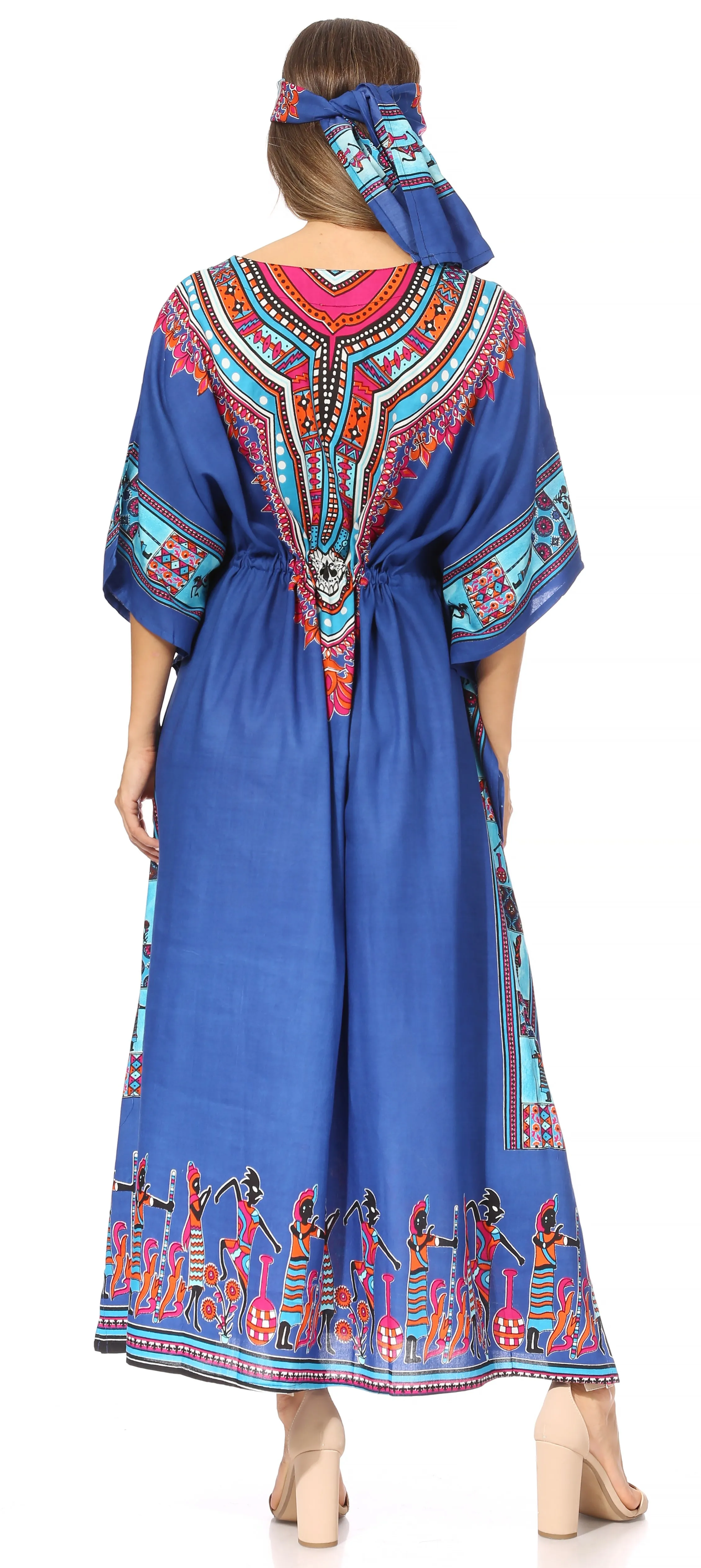 Sakkas Mera Women's Long Loose Short Sleeve Summer Casual Caftan Kaftan Dress