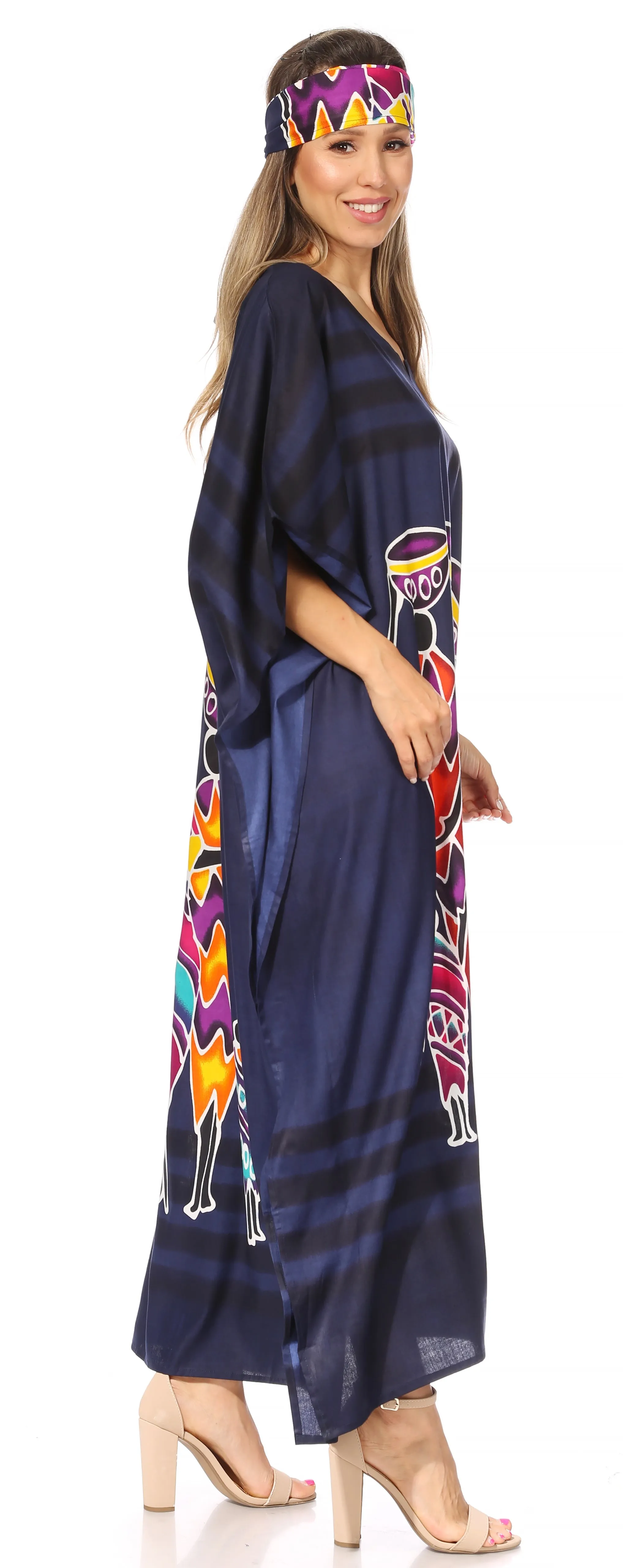 Sakkas Mera Women's Long Loose Short Sleeve Summer Casual Caftan Kaftan Dress