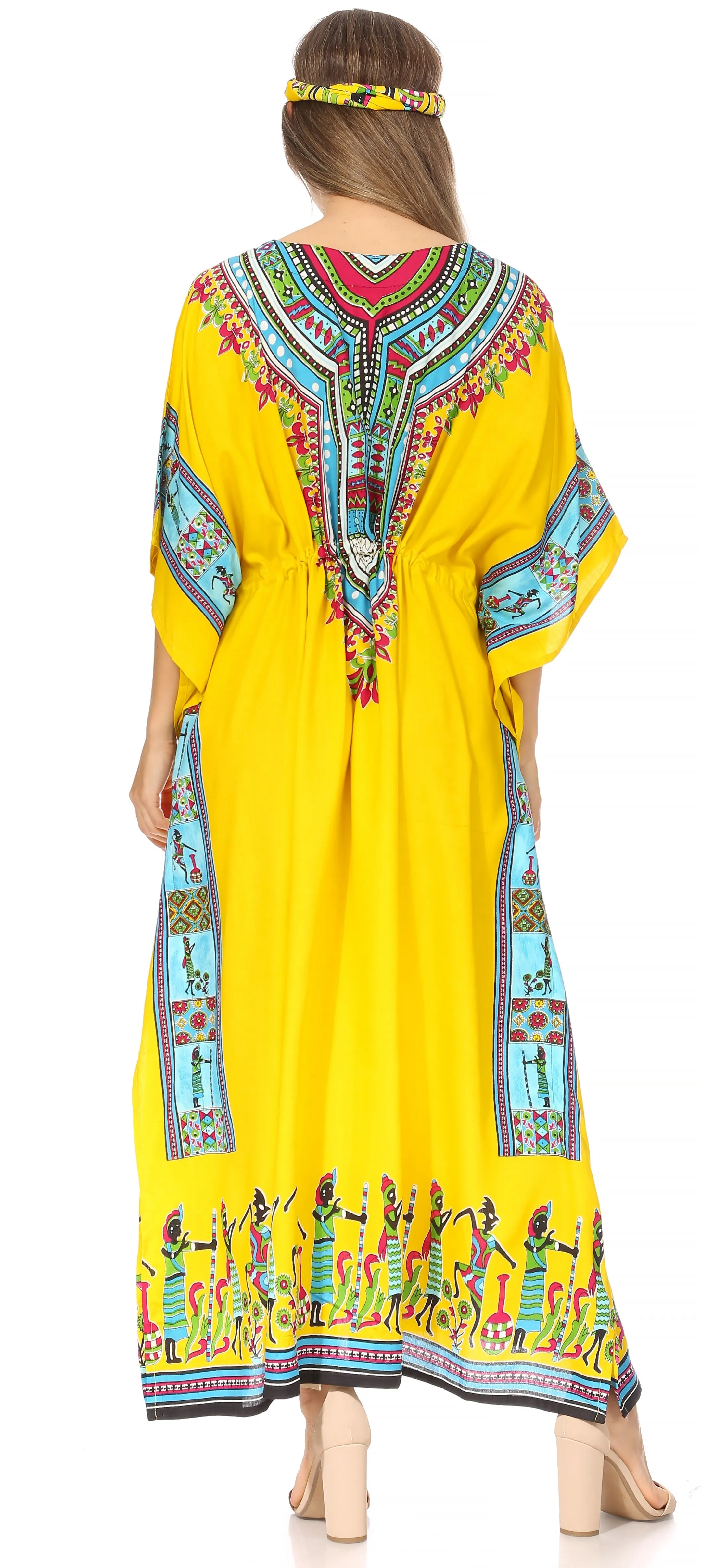 Sakkas Mera Women's Long Loose Short Sleeve Summer Casual Caftan Kaftan Dress