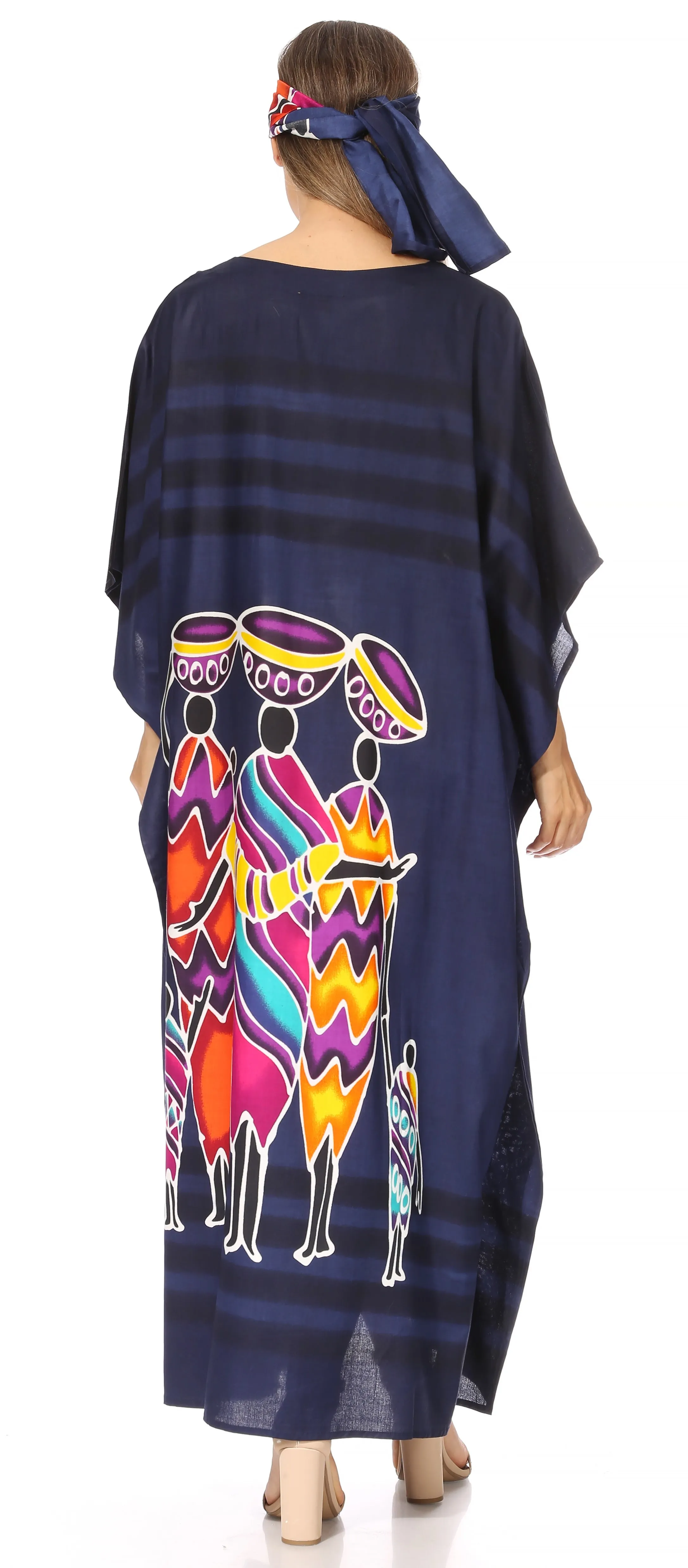 Sakkas Mera Women's Long Loose Short Sleeve Summer Casual Caftan Kaftan Dress