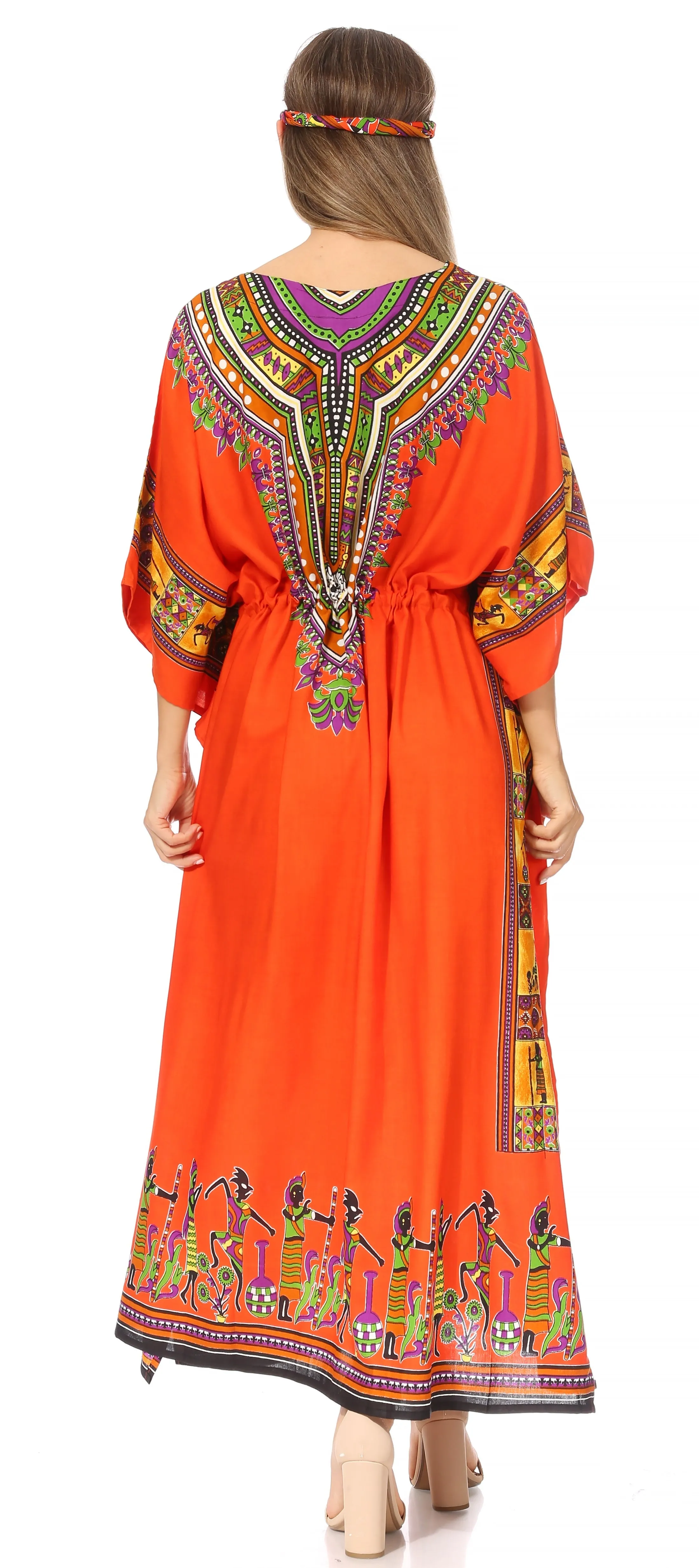 Sakkas Mera Women's Long Loose Short Sleeve Summer Casual Caftan Kaftan Dress