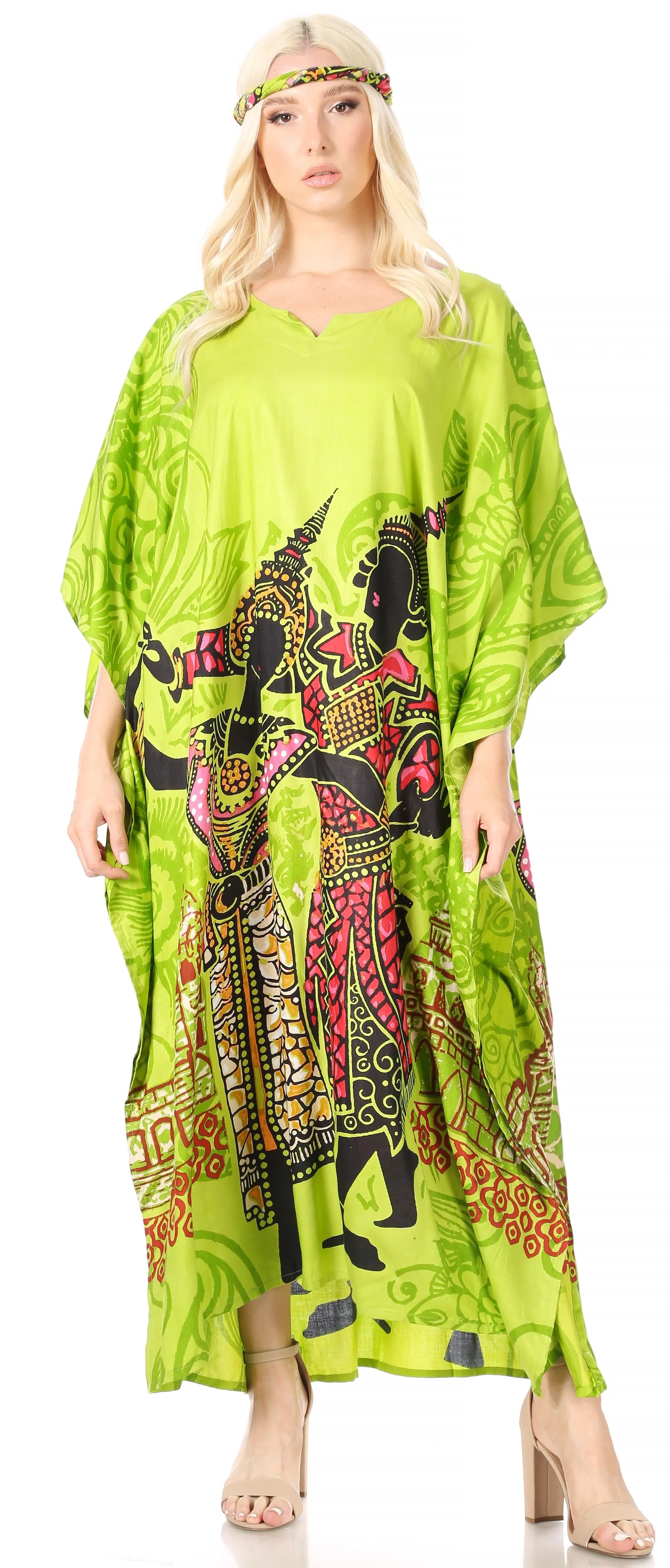 Sakkas Mera Women's Long Loose Short Sleeve Summer Casual Caftan Kaftan Dress