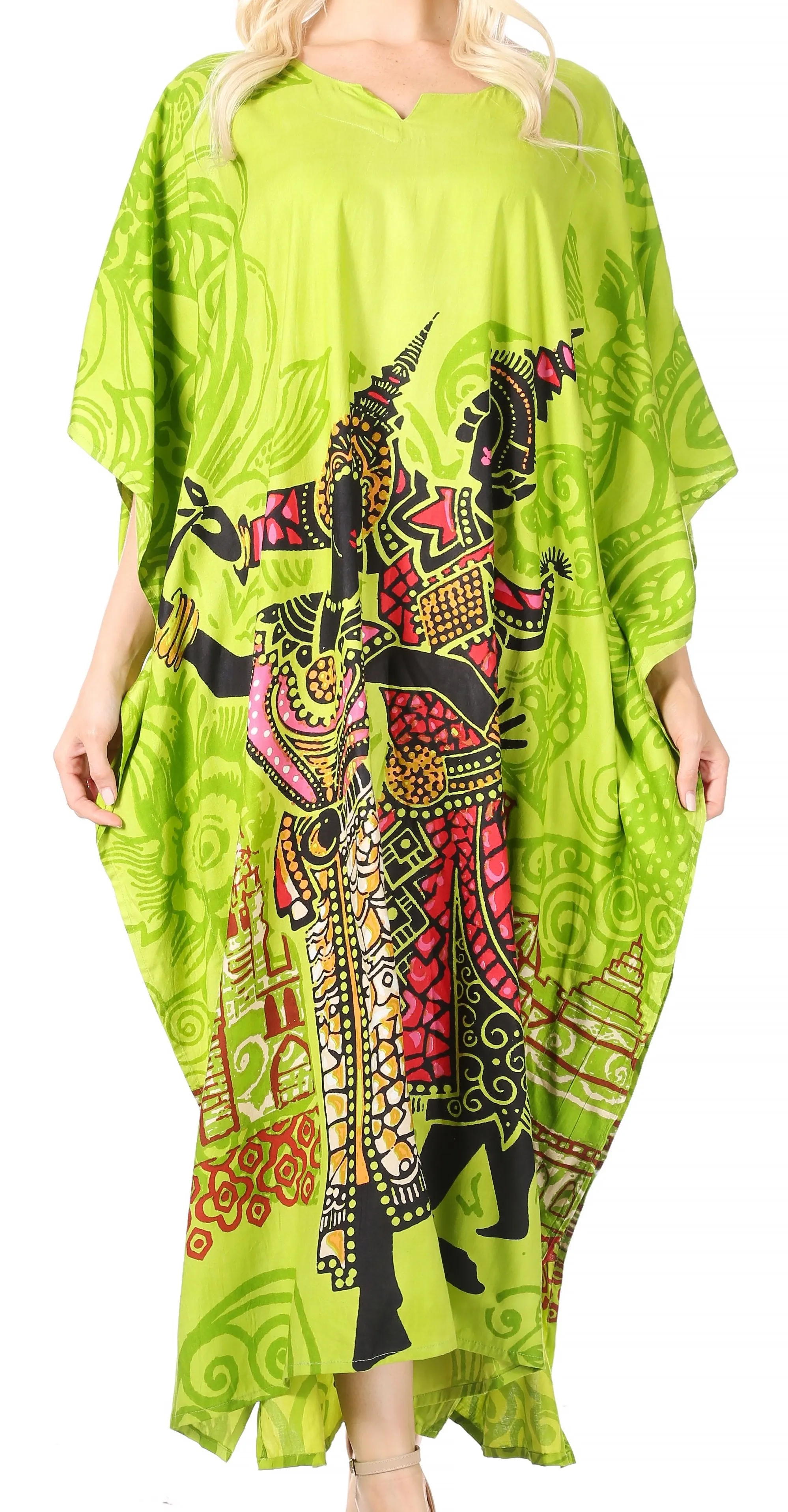 Sakkas Mera Women's Long Loose Short Sleeve Summer Casual Caftan Kaftan Dress