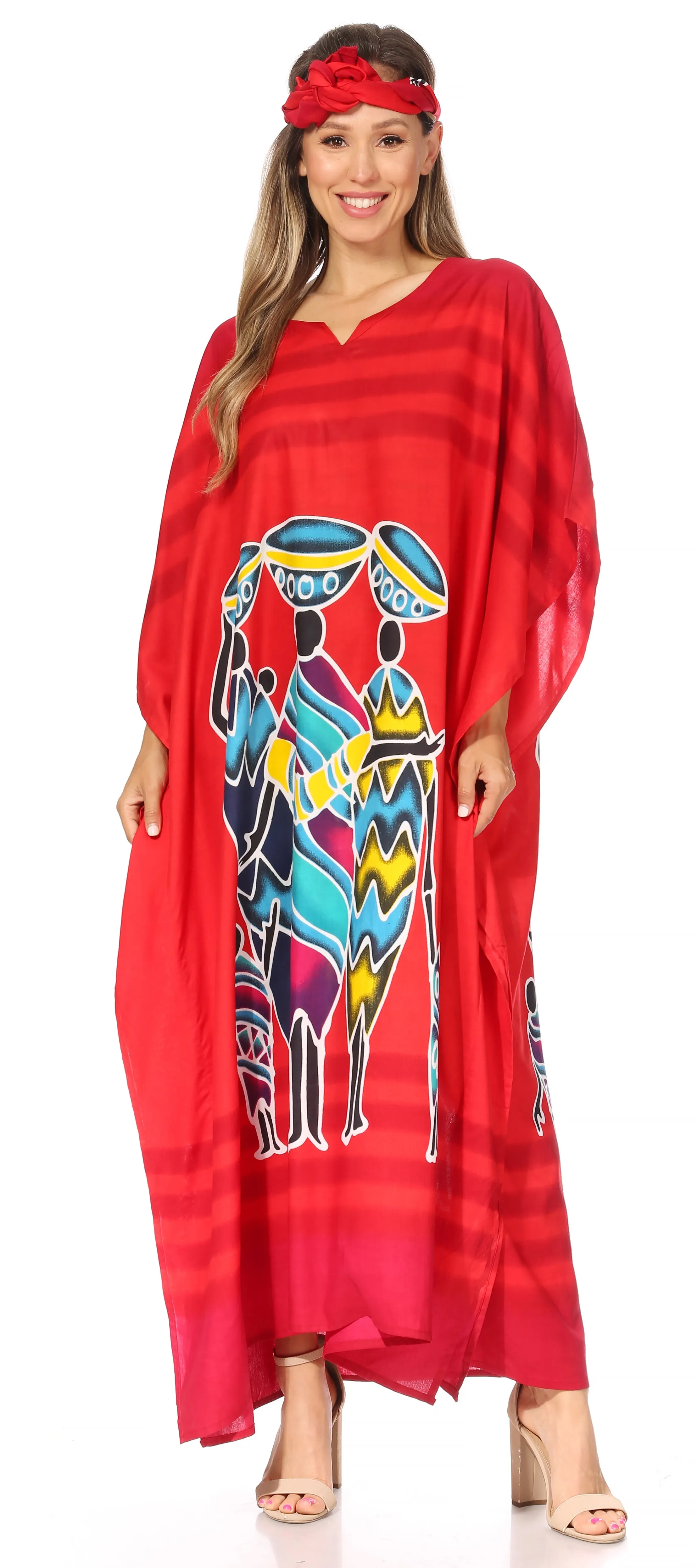 Sakkas Mera Women's Long Loose Short Sleeve Summer Casual Caftan Kaftan Dress