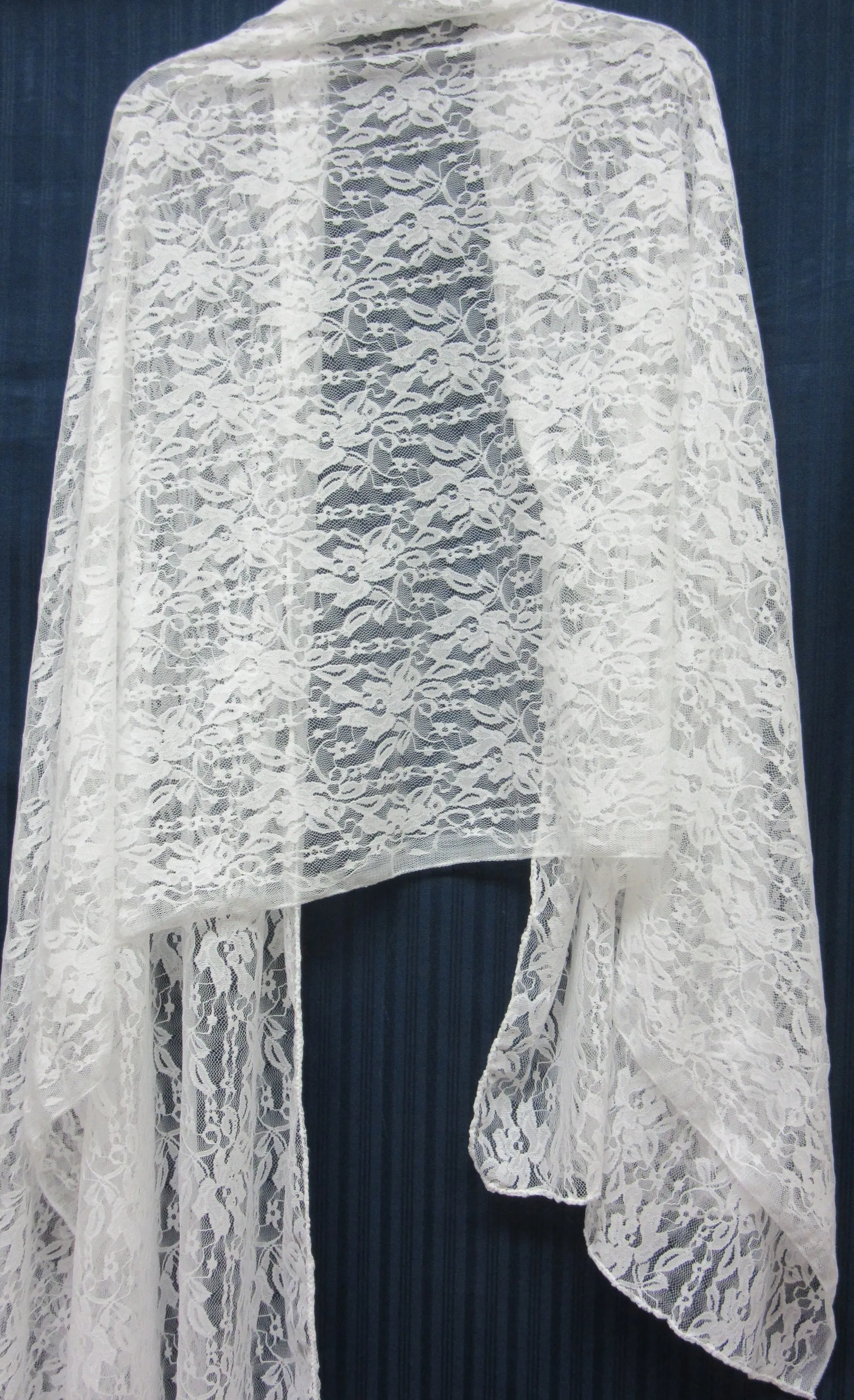 Scarf 8687 White Net Lace Dupatta Chunni Shawl