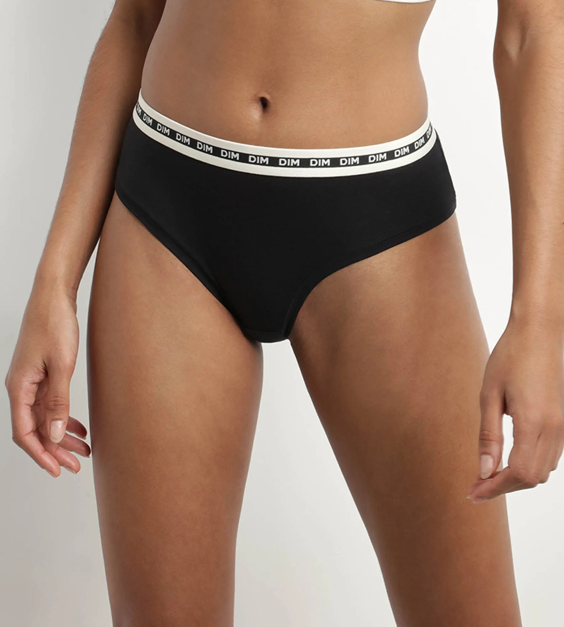 Shorty femme coton modal Noir à ceinture contrastée Dim Icons Essentiel