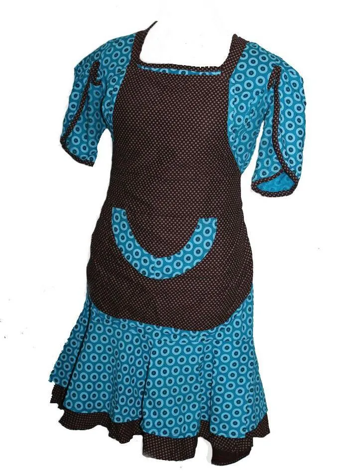 Shweshwe Dress, Apron & Doek