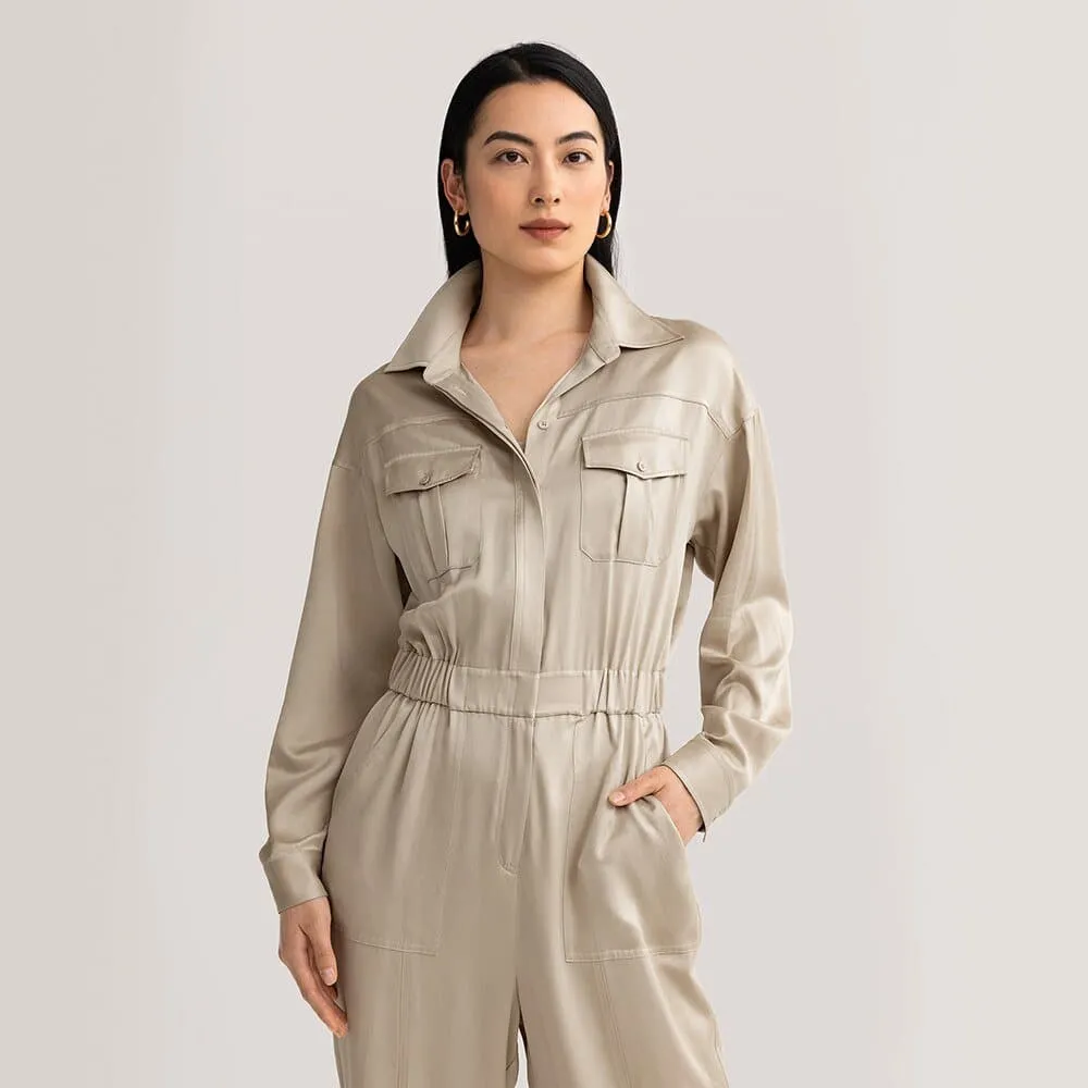 Silk Cargo Full Length Romper