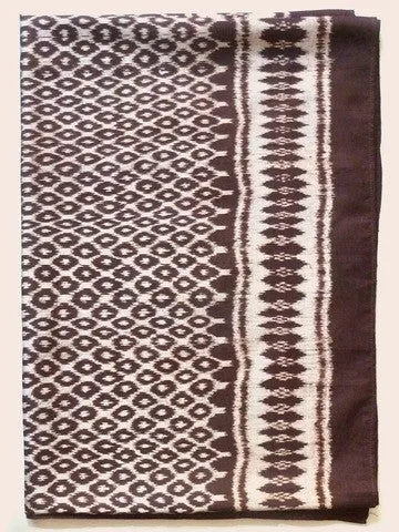 Silk Ikat Textile Wall Hanging Throw Chocolate Ivory