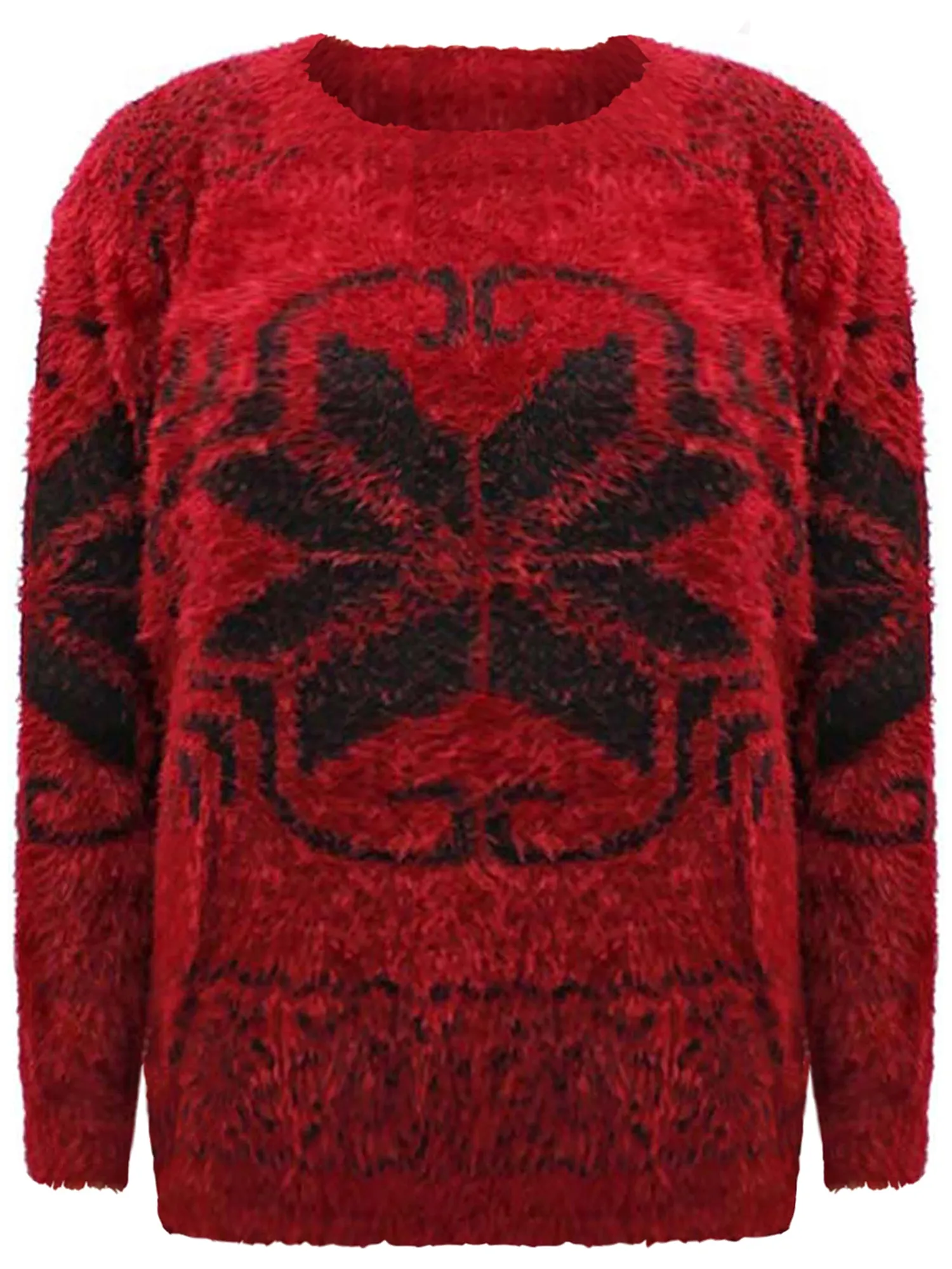 Snowflake Pattern Fuzzy Eyelash Knit Sweater