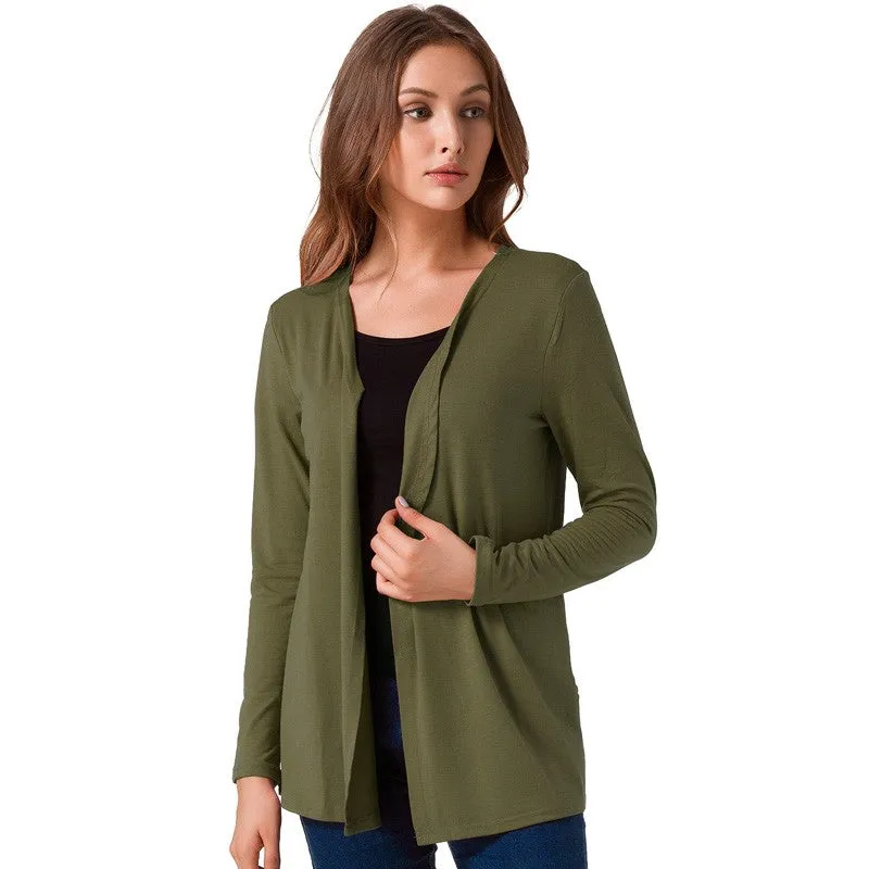 Solid Slim Cotton Long Sleeve Cardigan