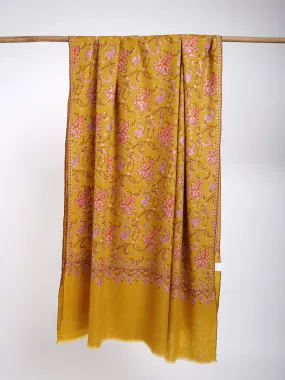 Sozni Jalldar Hand Embroidered Pashmina Shawl Gold