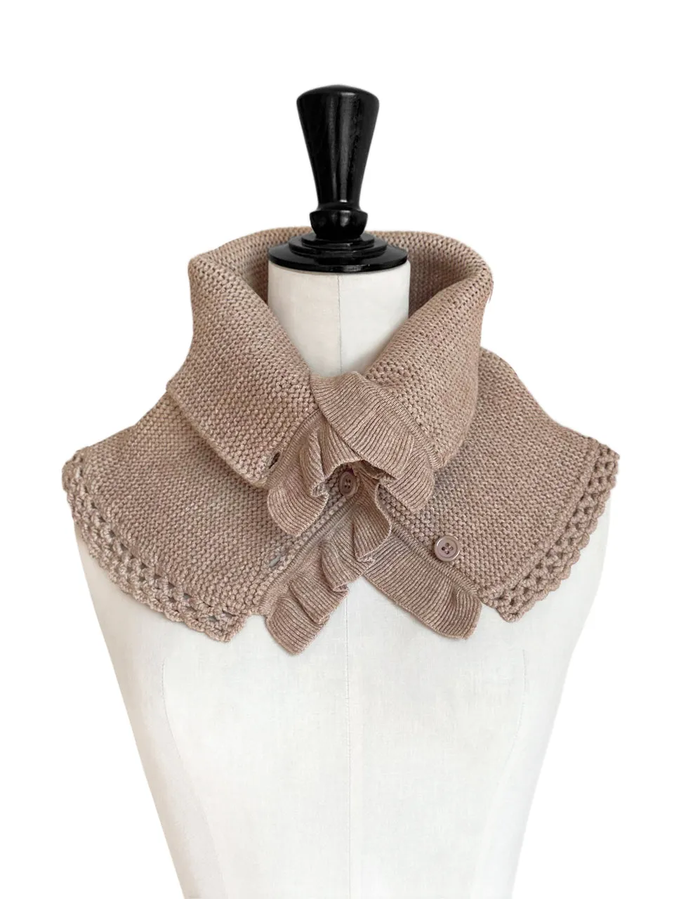 SPECIAL! Beige Crochet-Trimmed Ruffle A-lined Neck Warmer