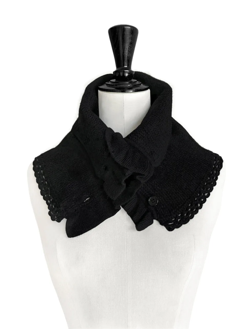 SPECIAL! Black Crochet-Trimmed Ruffle A-lined Neck Warmer