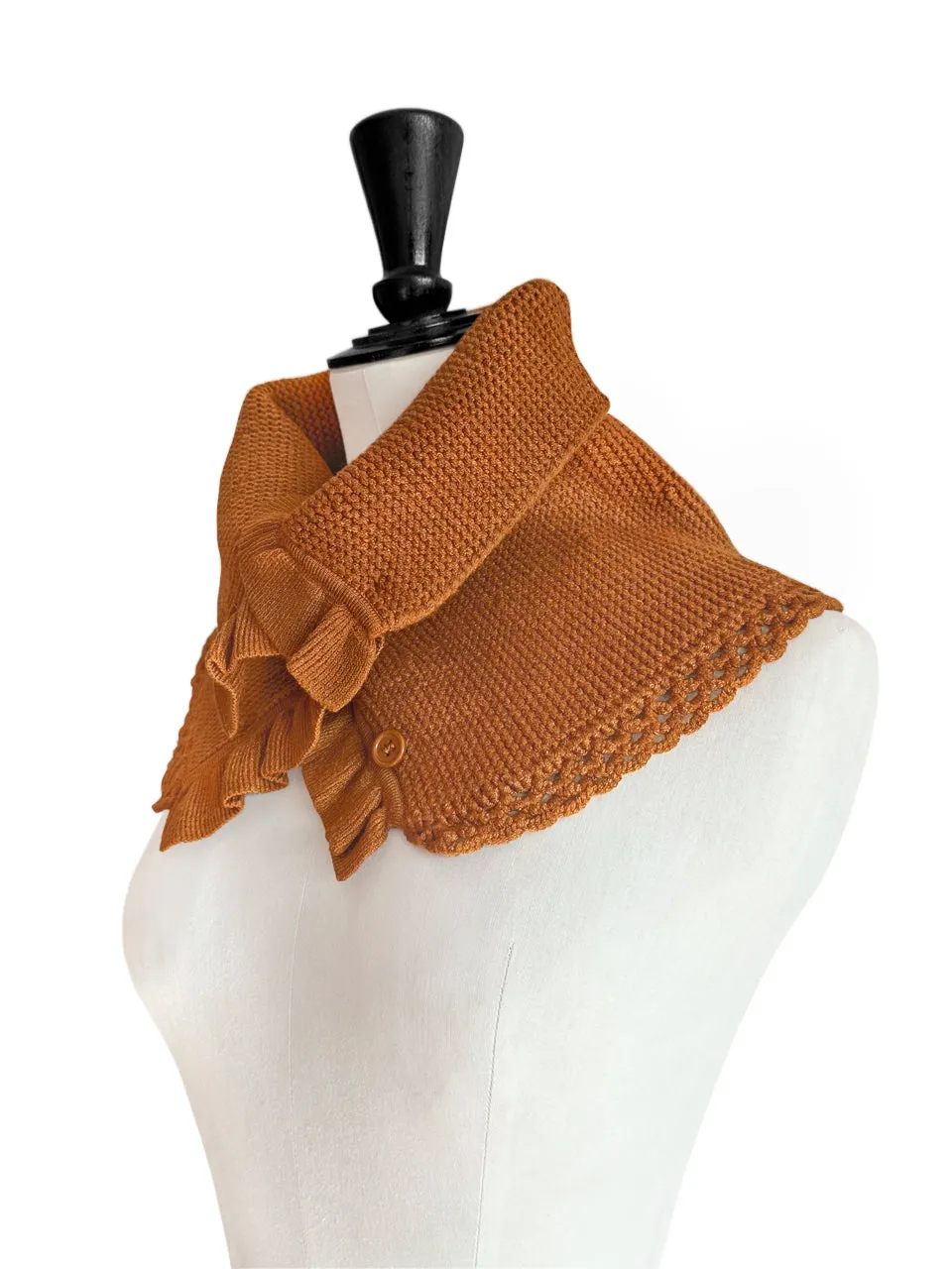 SPECIAL! Caramel Crochet-Trimmed Ruffle A-lined Neck Warmer