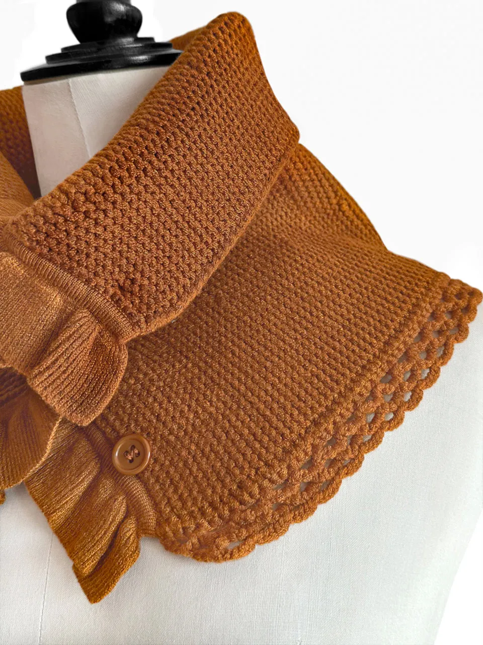 SPECIAL! Caramel Crochet-Trimmed Ruffle A-lined Neck Warmer