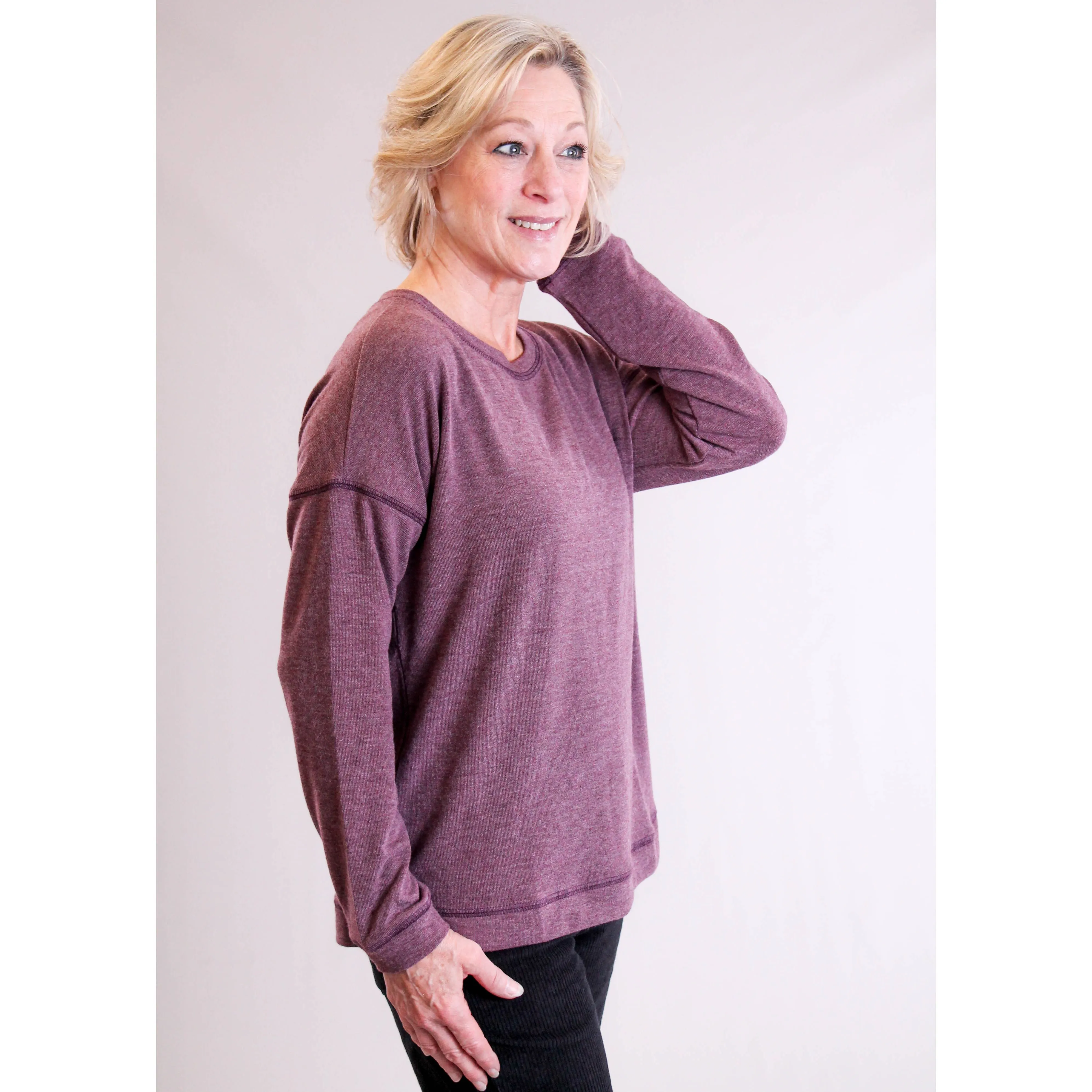 Staccato Round Neck Pullover with Long Sleeves