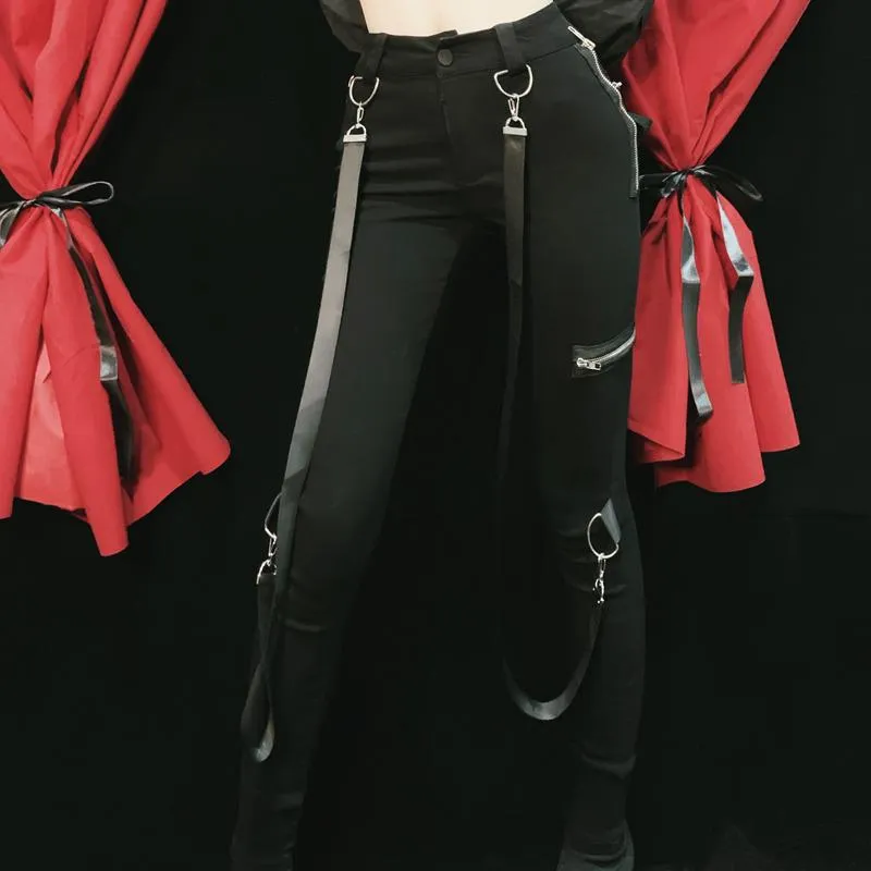 Strap Zipper Skinny Pants SD00429