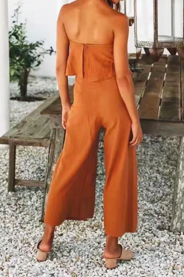 Strapless Widw Leg Jumpsuit