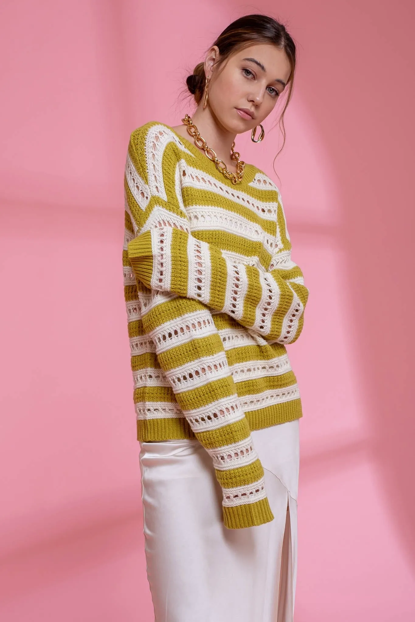 Striped Pullover - kiwi