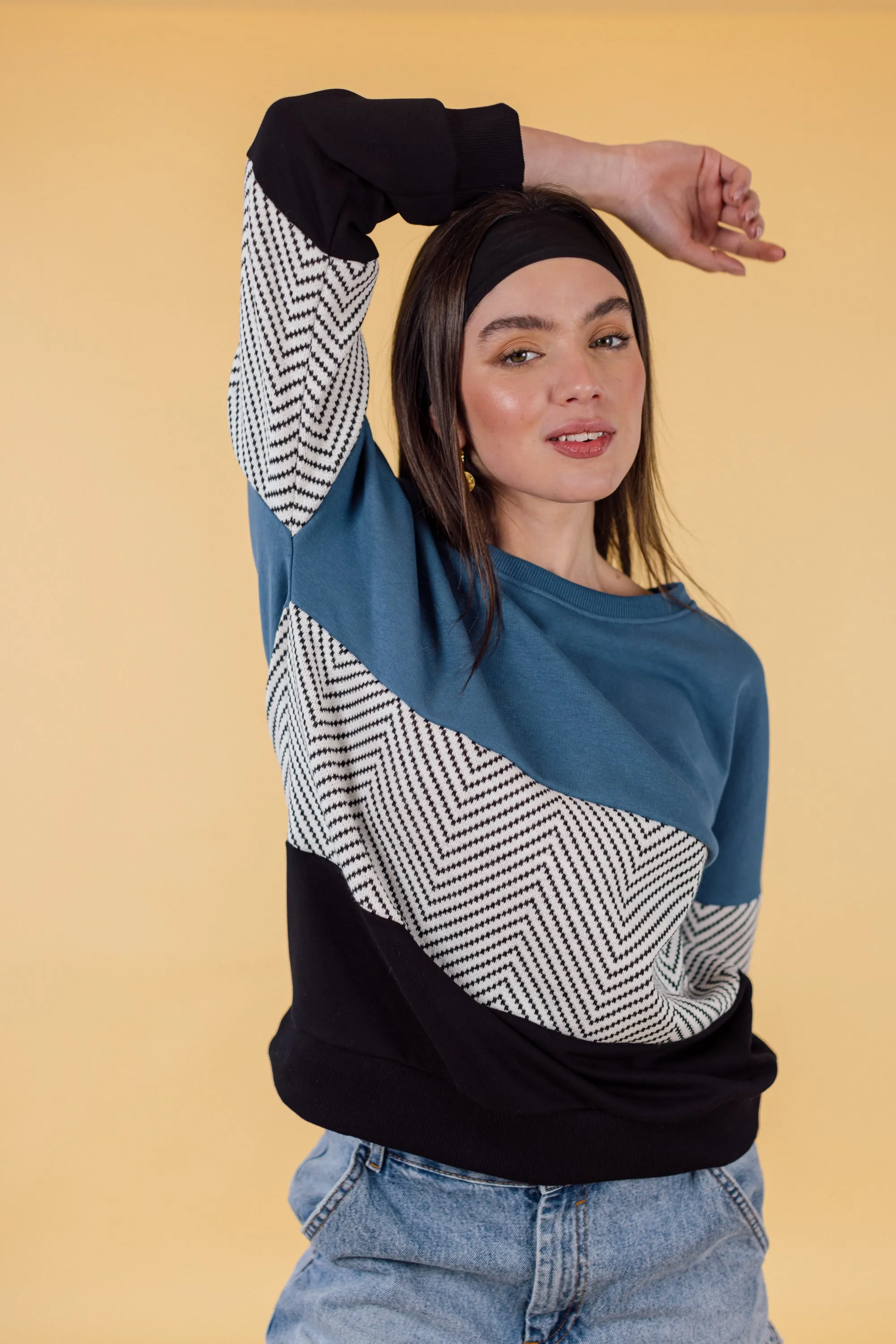 Sweater Mia Blue Herringbone