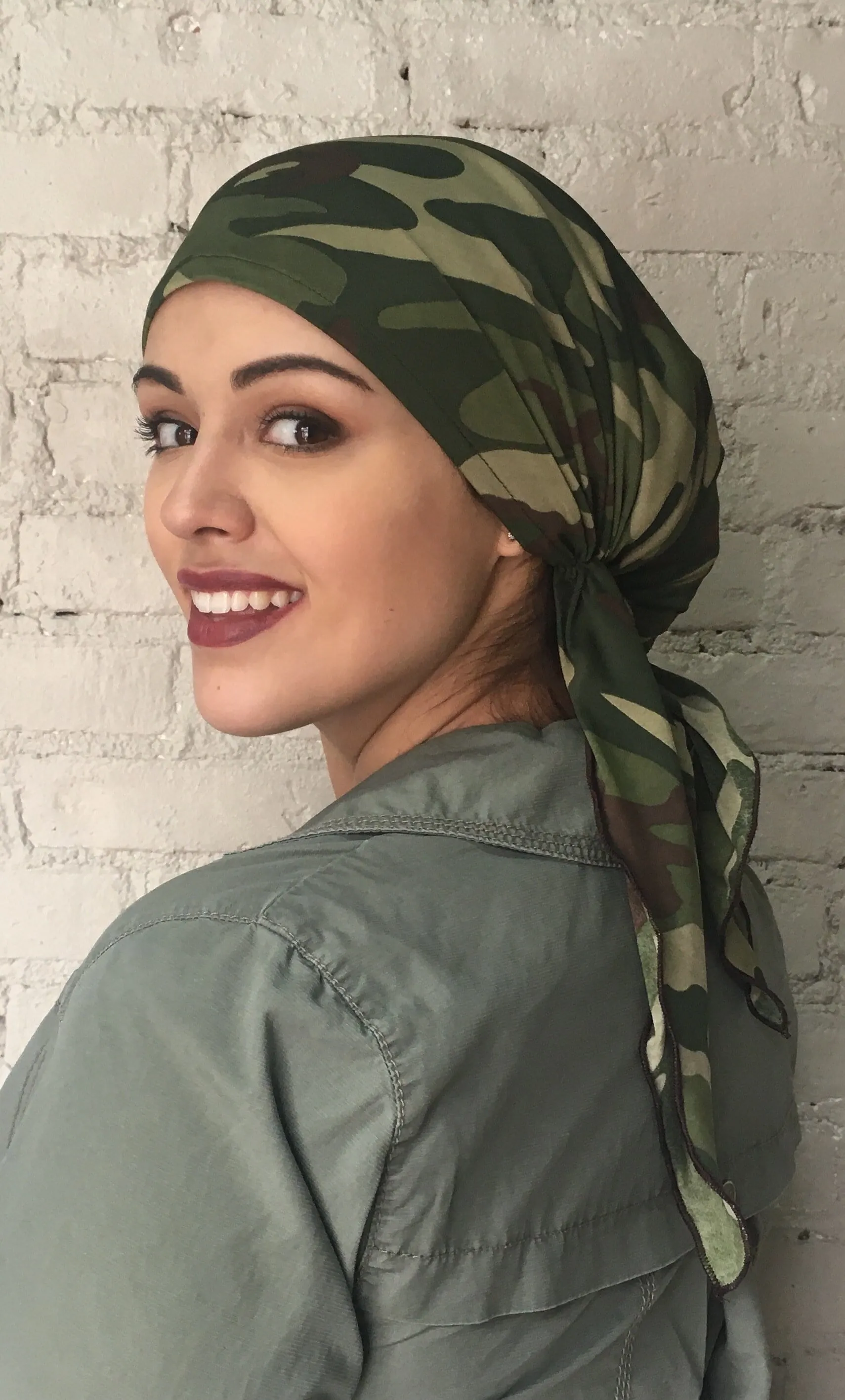 Swim Cap | Swimming Hat | Camouflage Military Pre Tied Head Wrap | Headcovers | Fashion Scarf Hair Cover for Men and Women