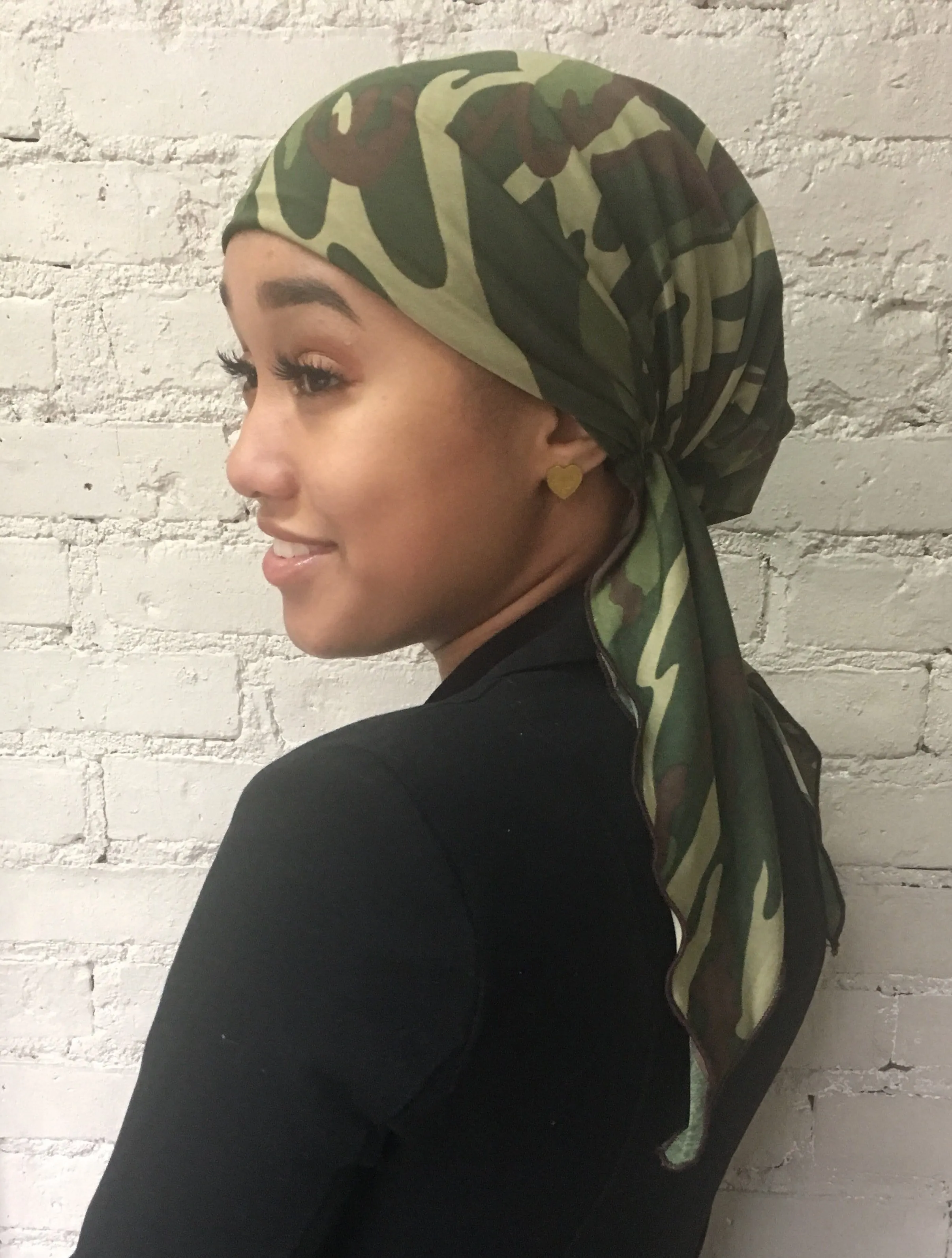 Swim Cap | Swimming Hat | Camouflage Military Pre Tied Head Wrap | Headcovers | Fashion Scarf Hair Cover for Men and Women