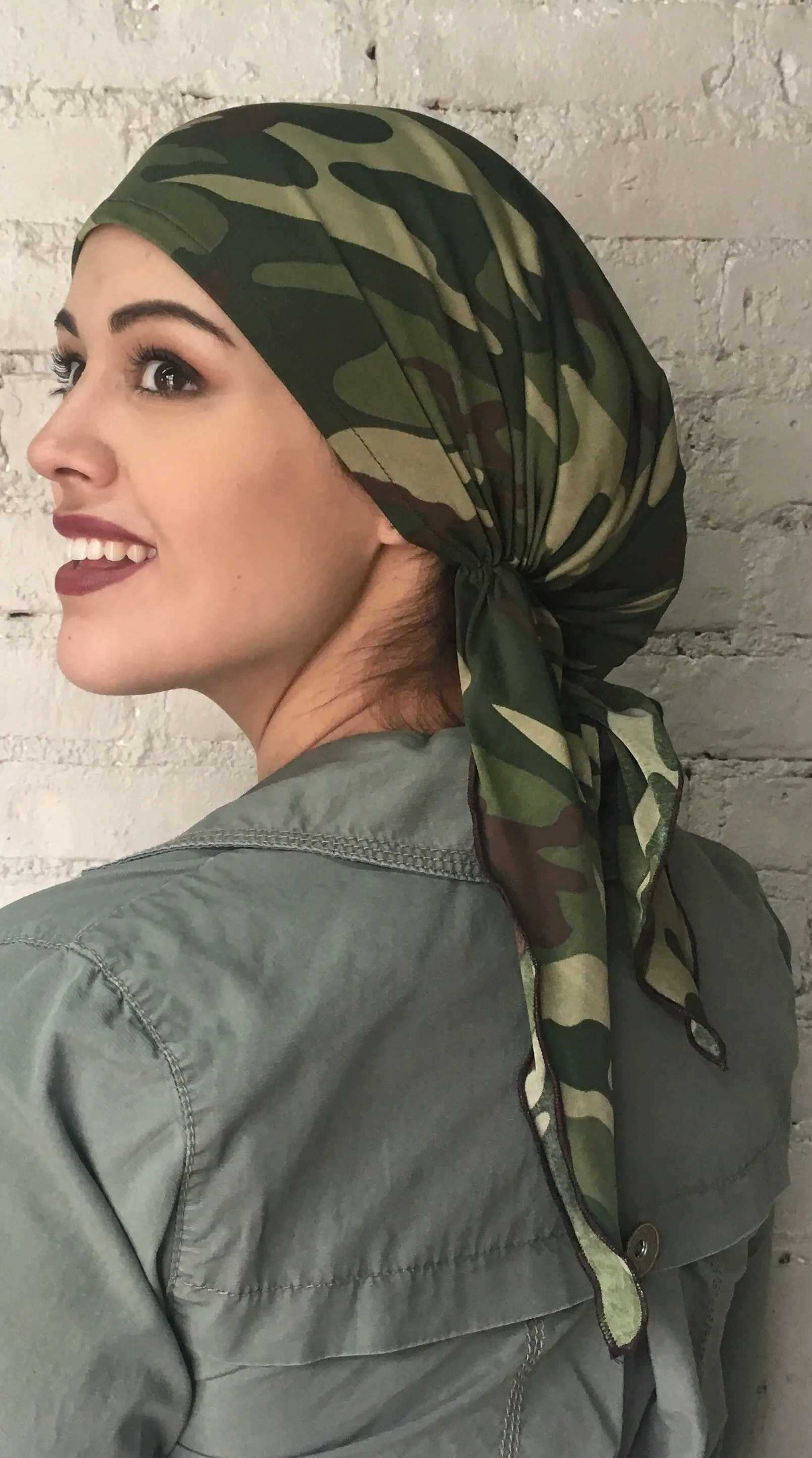 Swim Cap | Swimming Hat | Camouflage Military Pre Tied Head Wrap | Headcovers | Fashion Scarf Hair Cover for Men and Women