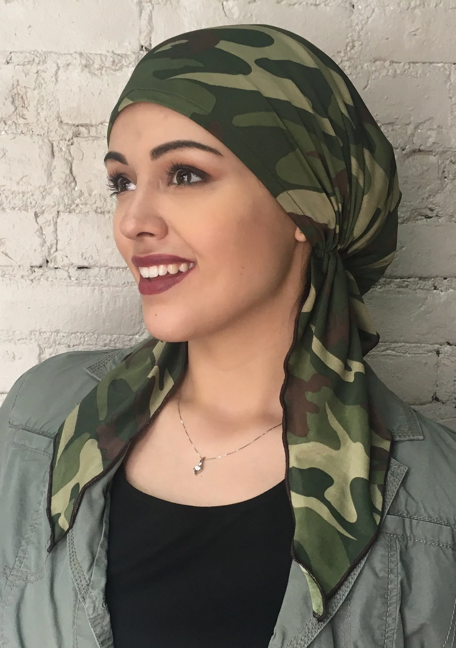 Swim Cap | Swimming Hat | Camouflage Military Pre Tied Head Wrap | Headcovers | Fashion Scarf Hair Cover for Men and Women