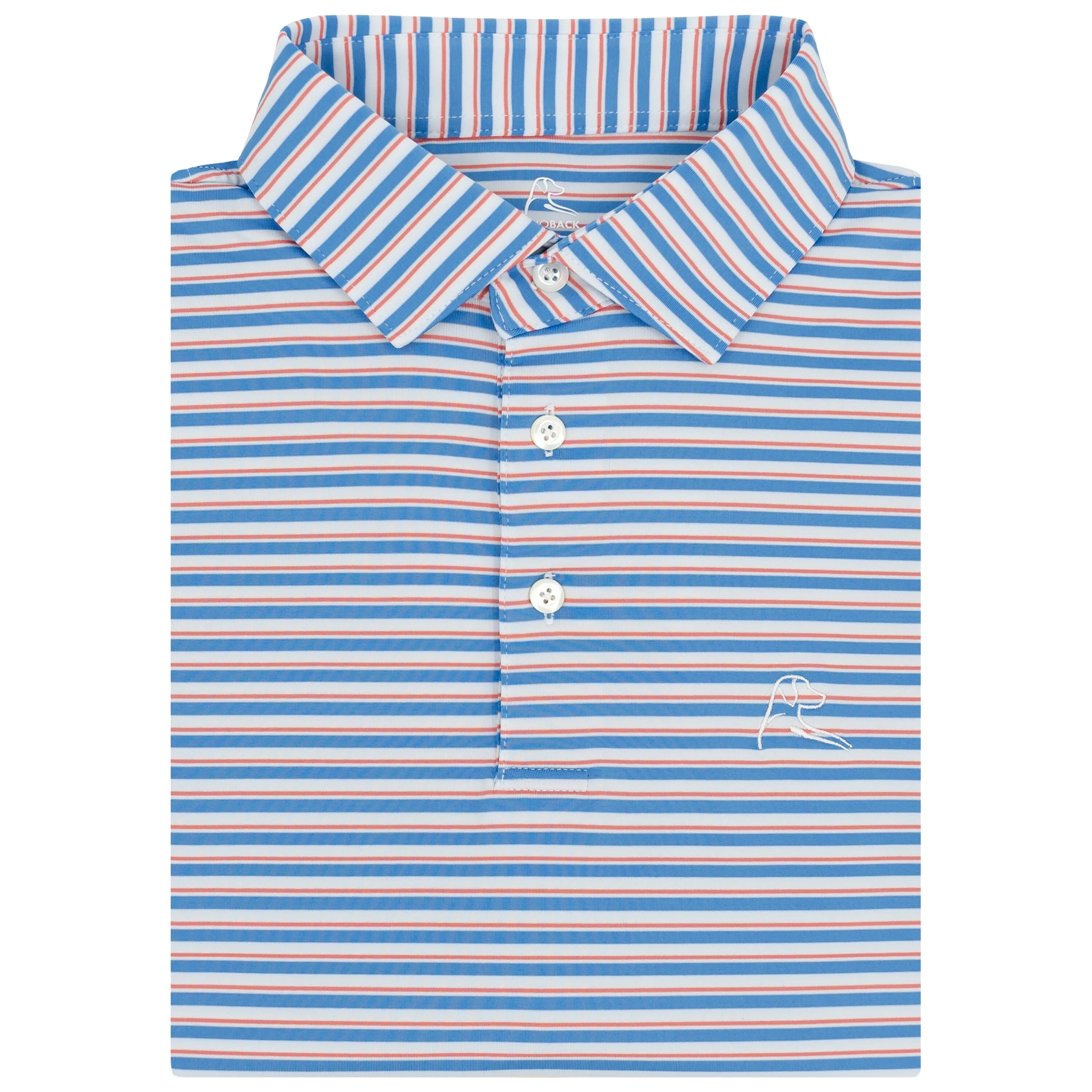 The Cape Stripe | Performance Polo | The Cape Stripe - Caicos Blue/Washed Red/White