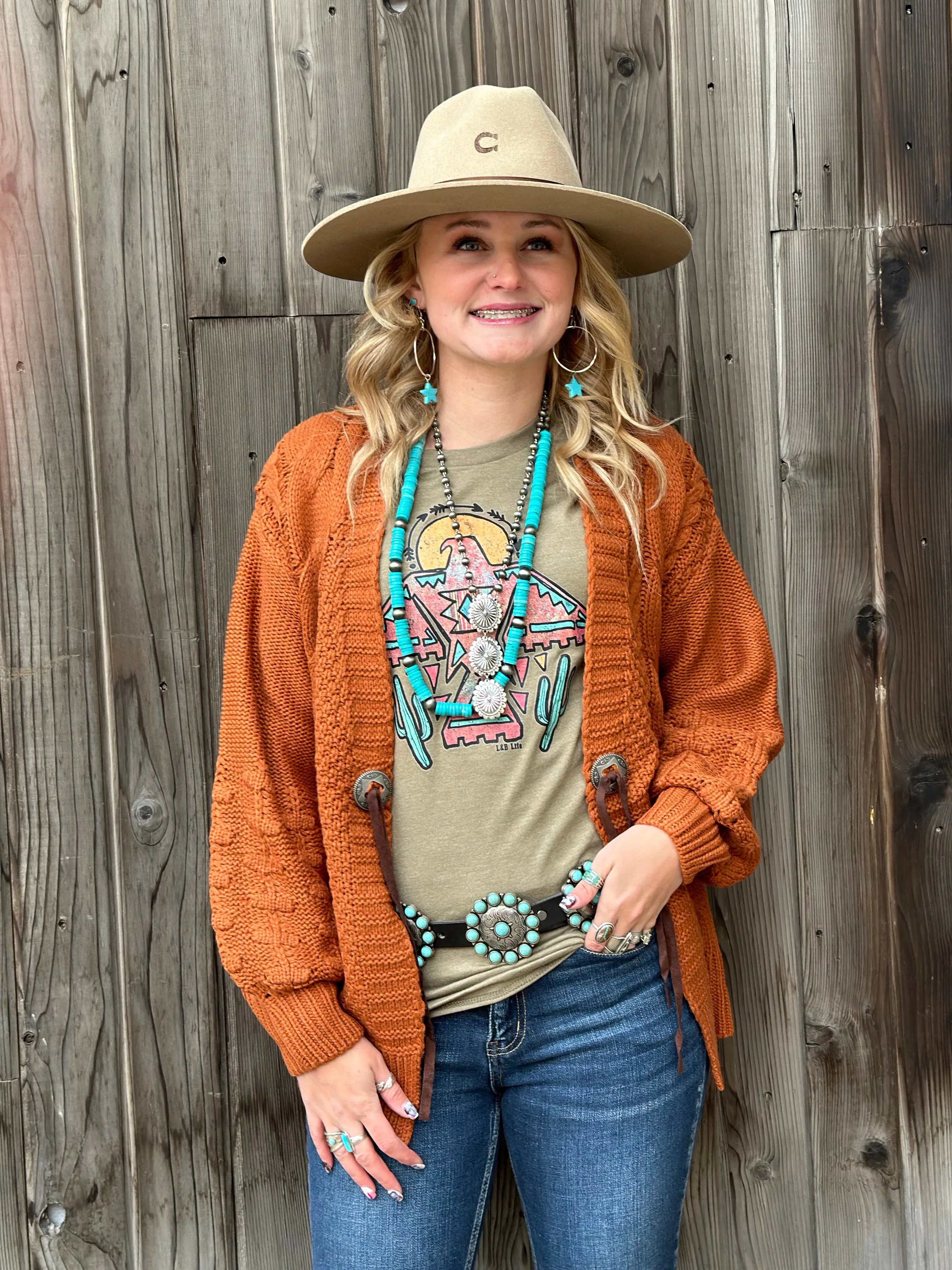 The Colors of Fall Concho Cardigan Sweater