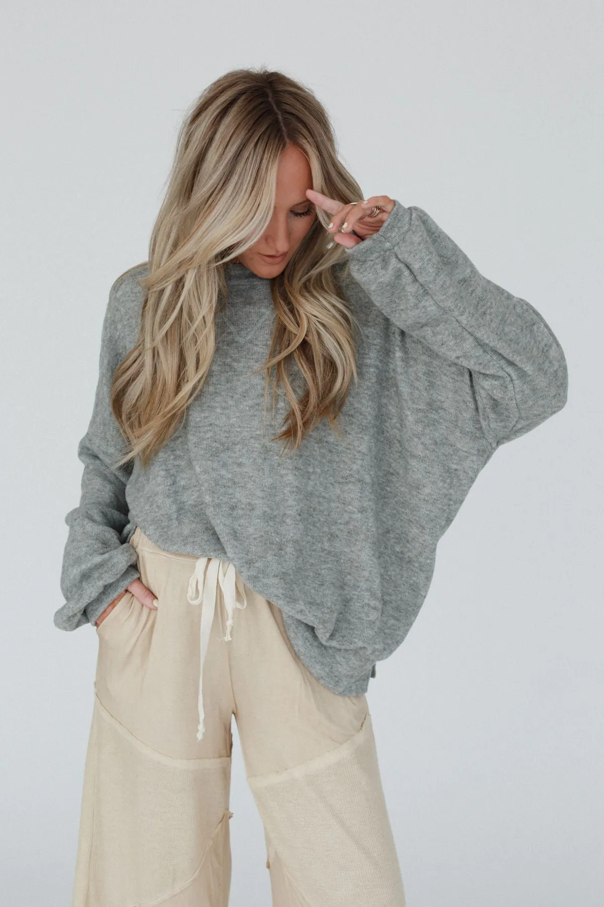 The Nest Brayden Oversized Pullover - Olive Gray