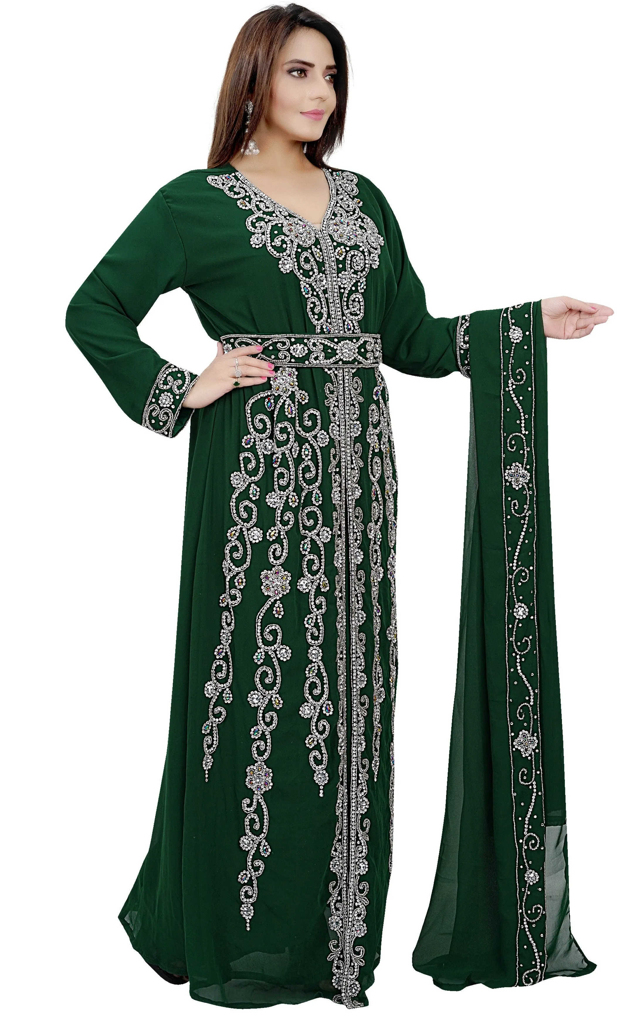 Traditional Abaya With Crystal Luxe Beads