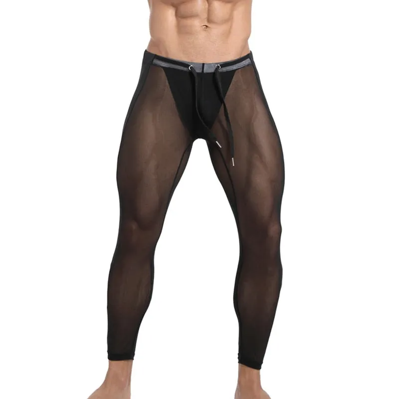 Two-Toned See-Through Polyester Spandex Long John