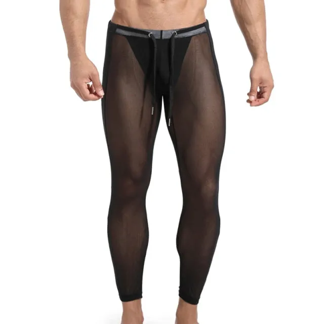 Two-Toned See-Through Polyester Spandex Long John