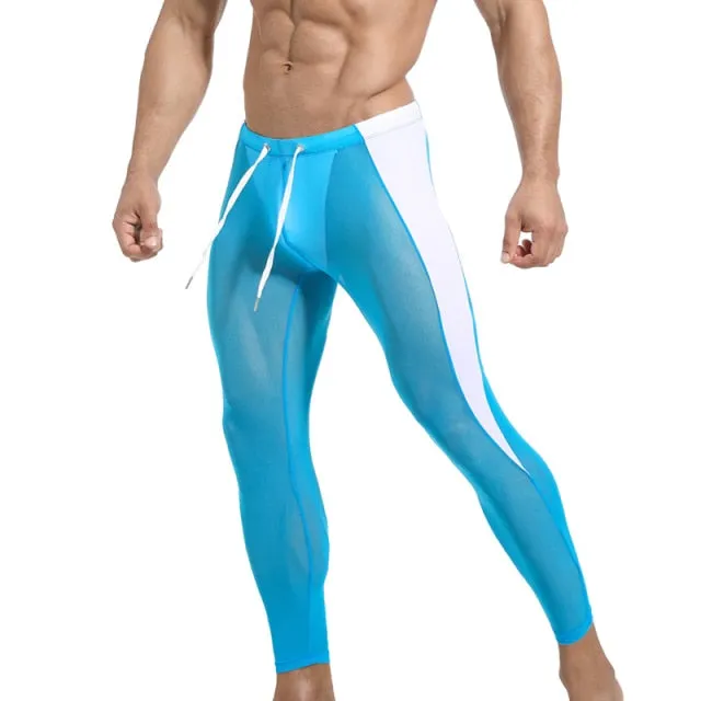 Two-Toned See-Through Polyester Spandex Long John