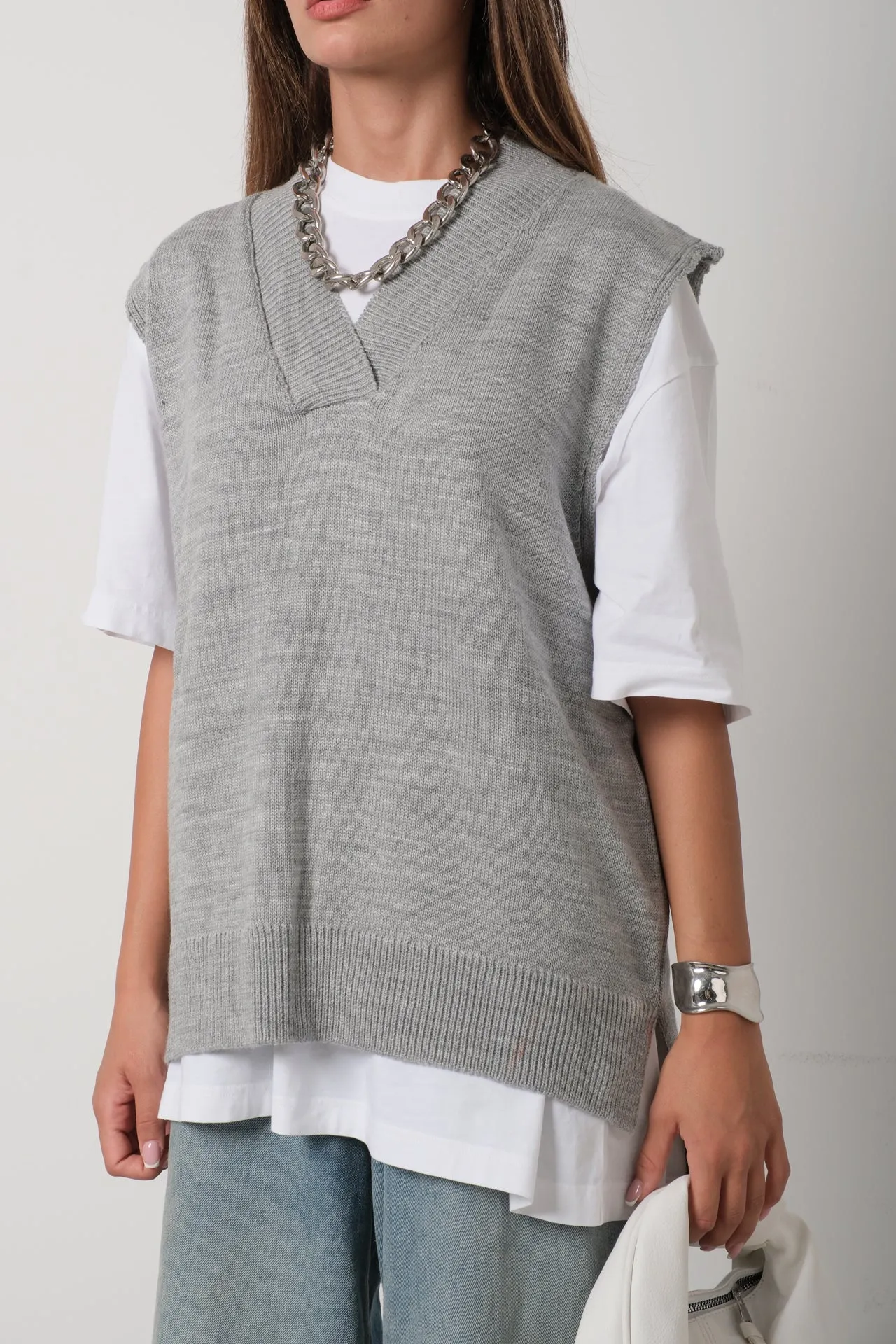 V Neck Oversize Sweater Vest