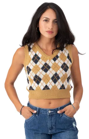 V-Neck Sweater Vest - Ginger Cream Argyle