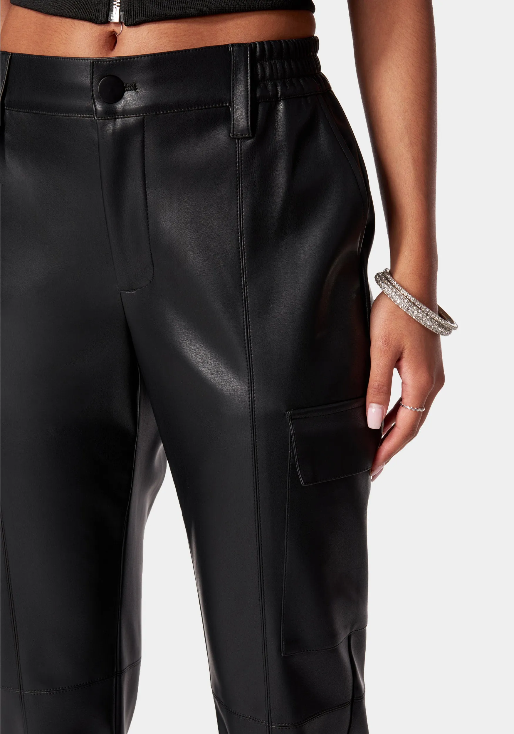 Vegan Leather Cargo Pocket Jogger