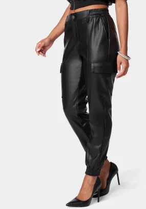 Vegan Leather Cargo Pocket Jogger