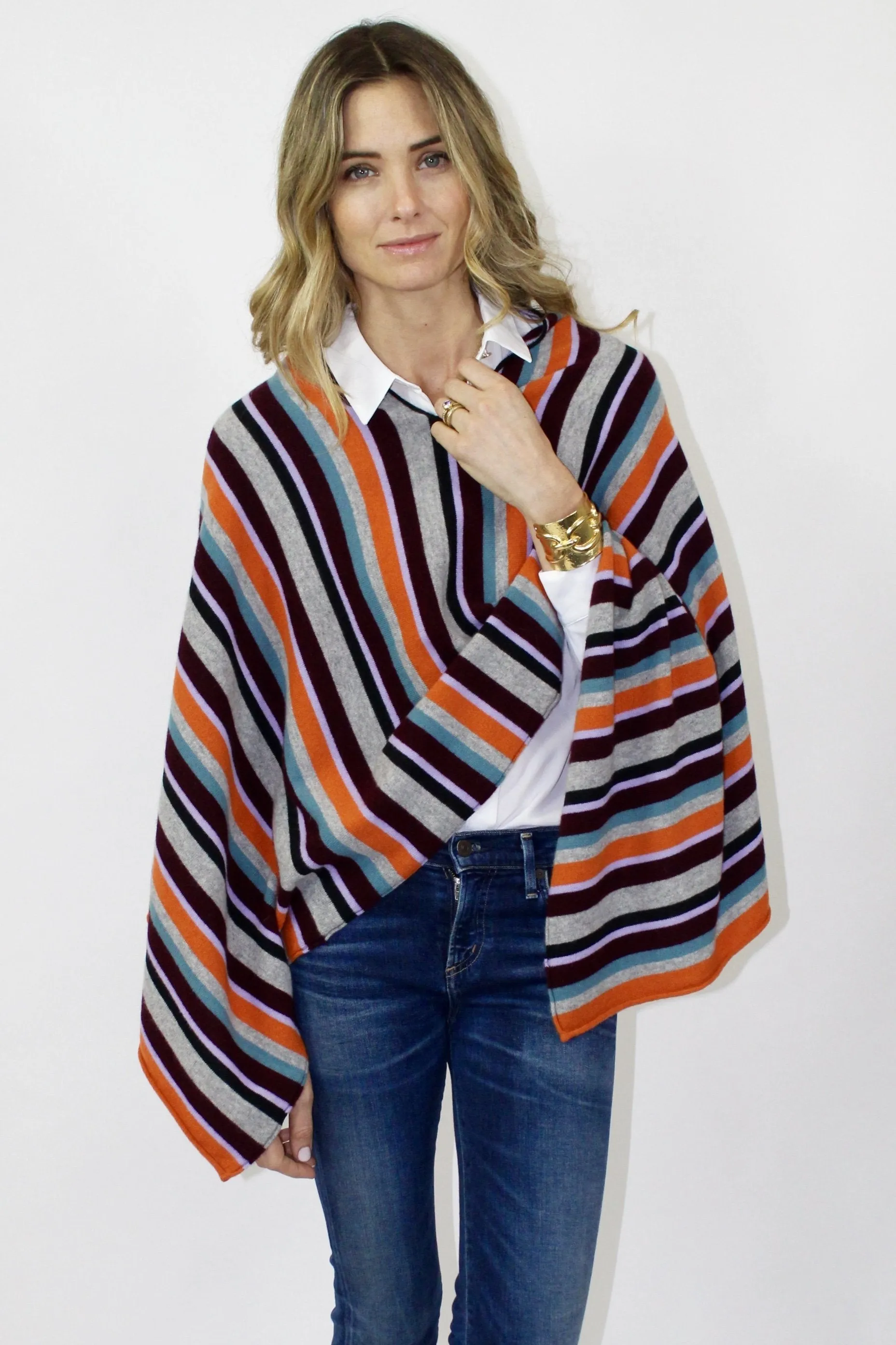 Villa Cashmere Striped Ruana