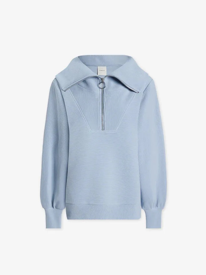 Vine Half-Zip Pullover in Dusty Blue