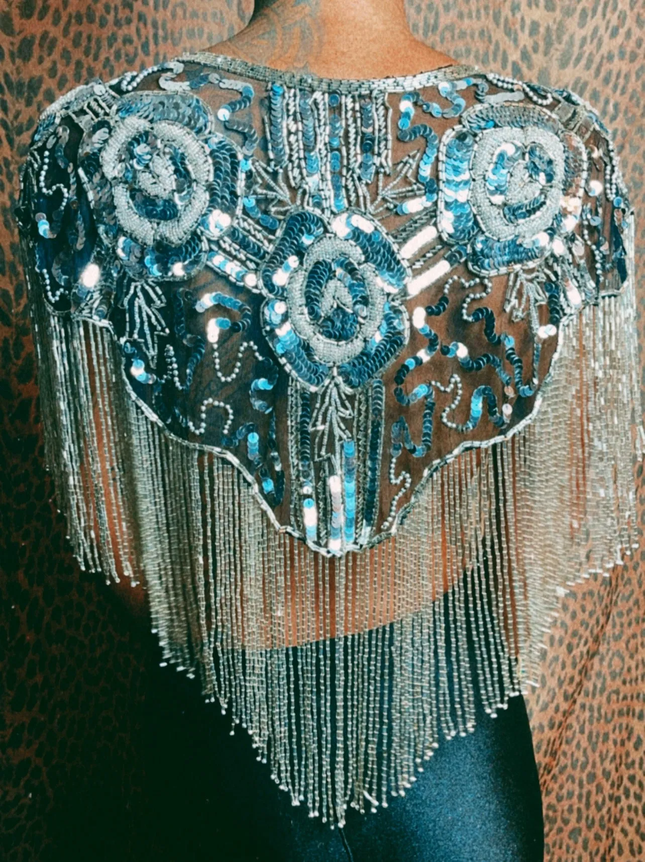 Vintage Sequin Shawl / Cape / Shoulder Applique