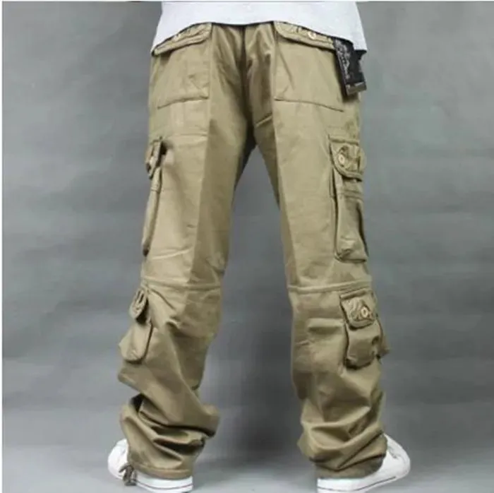 Warm Fleece Lining Cargo Pants for Men Casual Cotton Loose Baggy Straight Pants Pocket Hip Hop Streetwear Joggers Trousers Plus Size 40