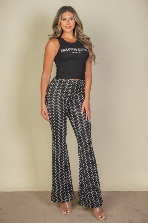 Wavy Print High Waist Flare Pants (CAPELLA)