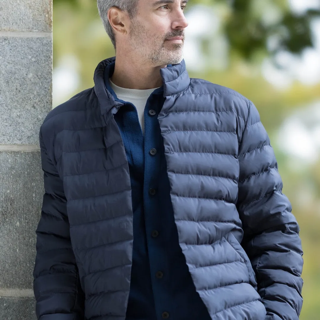 Weatherproof x MagnaReady Magnetic Front Water-Resistant Puffer Jacket in Navy