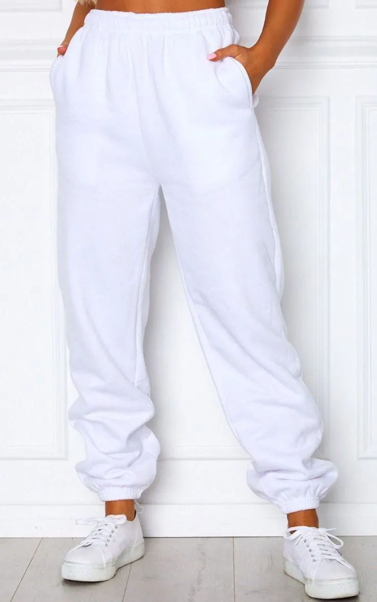 White Cuffed Joggers