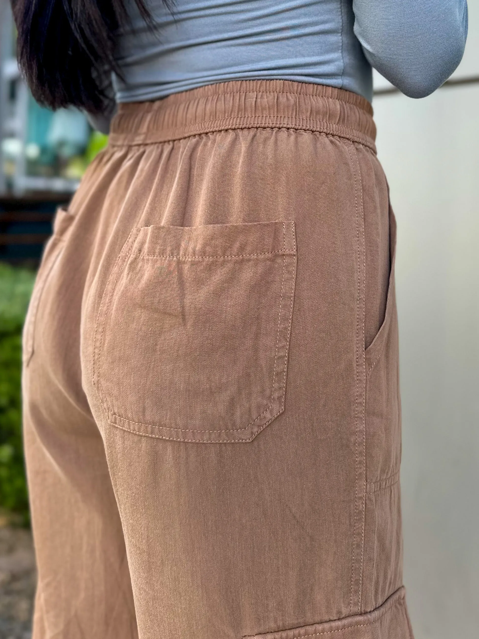 Wide Leg Drawstring Cargo Pants